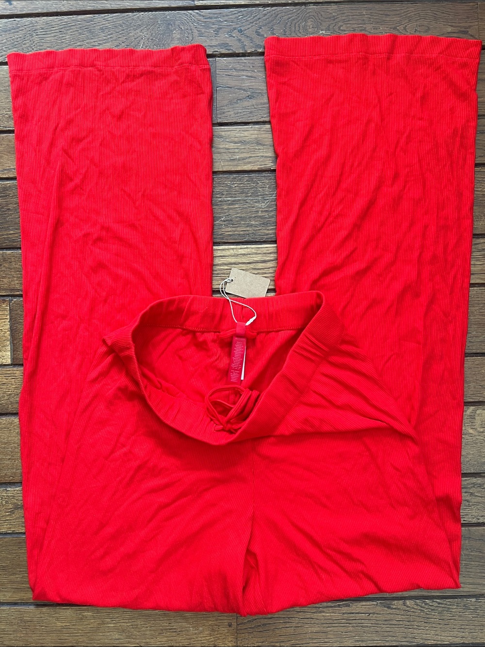 SKIMS Bright Red Soft Lounge Ribbed Pajama Pants Size XS NWT